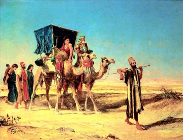 Caravana Victor Huguet Orientalista Pinturas al óleo